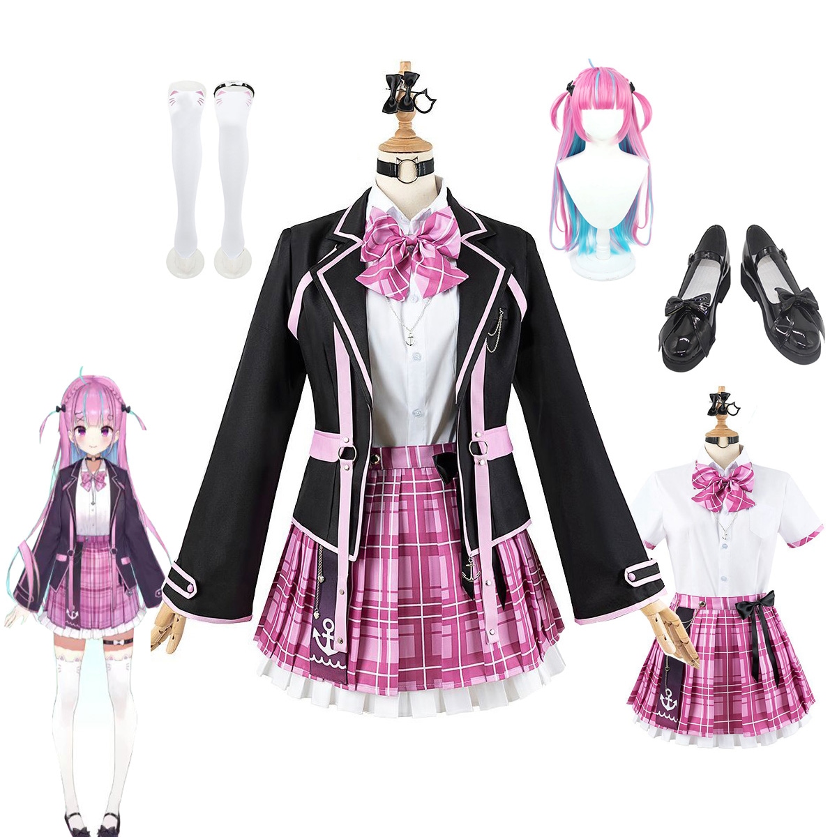 hololive ホロライブ vtuber 湊 あくあ 制服 コスプレ 衣装 ウィッグ 靴 追加可 みなと あくあ 制服 コスプレ衣装 ハロウィン クリスマス 忘年会