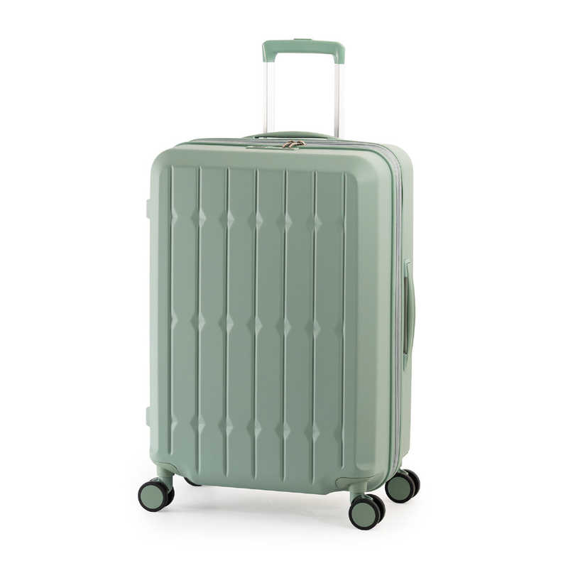 A.L.I　スーツケース ジッパータイプ 宿泊目安：4～6日間 66L ドリンクホルダー付き ダブルキャスター アッシュミントグリーン　ALI-6030SD-24W