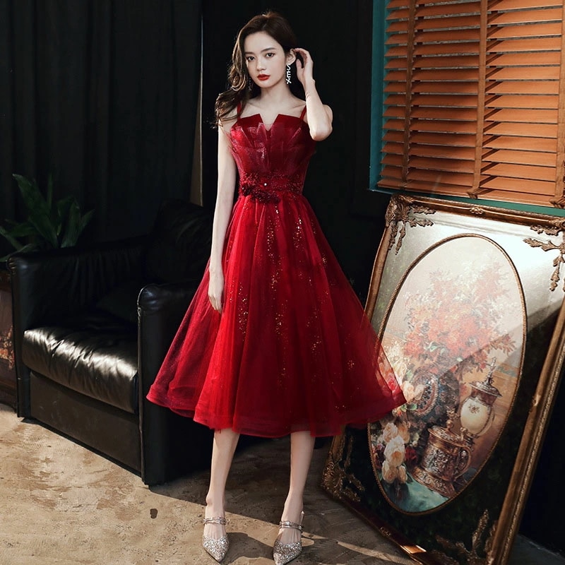 全3色 結婚式ドレス 二次会ドレス ワイン赤 ミディアム丈 キャミドレス 花柄 可愛い ミモレ丈ドレス お呼ばれドレス 成人式ドレス 同窓会 謝恩会 ロングドレス イブニングドレス 黒 シャンパン色