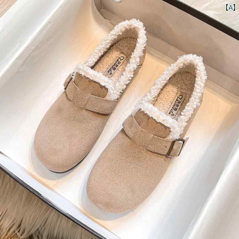 レディース シューズ 厚底 シューズ 秋冬 シューズ ベルベット シングル シューズ ソフト ソール ローファー 大きいサイズ コットン シューズ 41 43