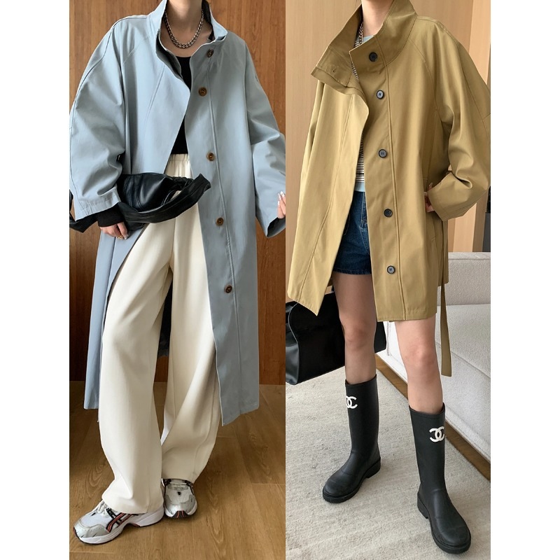 si Nanの高級英国風気質スタンドカラードレープシルエットウインドブレーカージャケット2024初秋新作sn6104