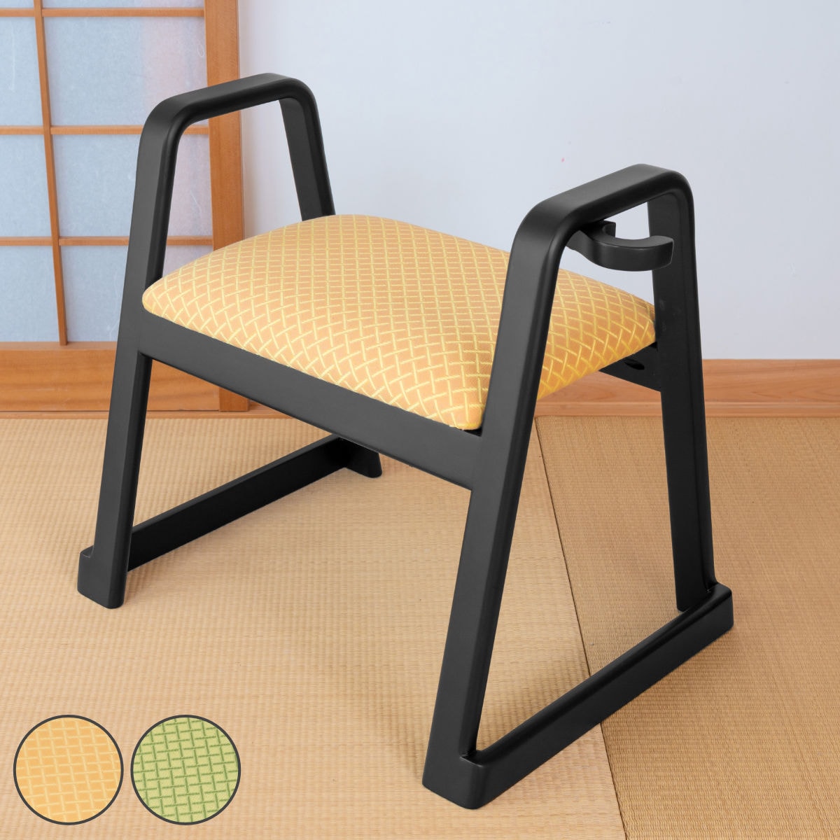 スツール ハンドル付 座面高38cm スタッキング お座敷チェア 立上り楽 取っ手 持ち運び 腰掛け 和室 座敷 玄関 畳用椅子 軽い 椅子 チェア いす 料亭 旅館 仏事 法事 仏具