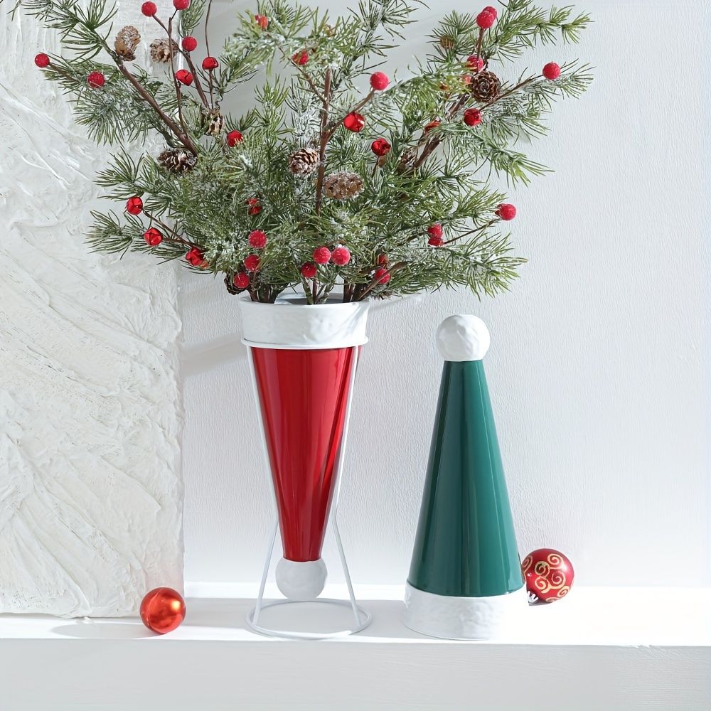 花瓶 花びん おしゃれ クリスマス クリスマス帽子 赤 緑 2カラー ユニーク インテリア雑貨 花器 生け花 装飾 玄関 リビング ダイニング ギフト プレゼント 可愛い ホーム ドライフラワー アレ