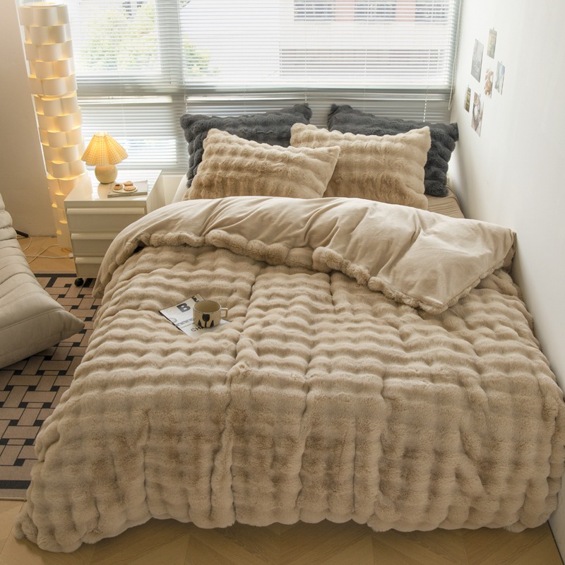 2023 ウサギぬいぐるみ 4 点セット増粘ミルクベルベットキルトカバーシーツ冬のベビーベルベット暖かい寝具 6,637円