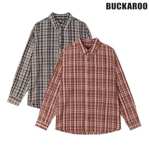 [驪州店]男性チェックウォッシング長袖シャツ(B255SH330P)