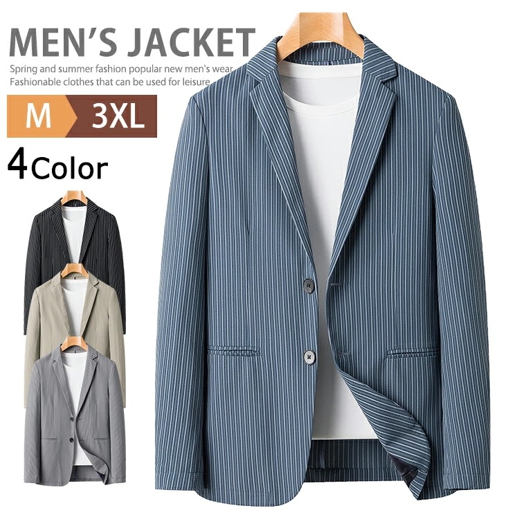 ナイロン ジャケット メンズ 春夏 ビジネス おしゃれ サマージャケット テーラードジャケット ブレザー ゴルフウェア 長袖 UVカット 2ツボタン スーツジャケット シャツジャケット カジュアル ス