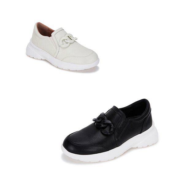 ヨファ・ダイン・牛革チェーンスリッポン 2色