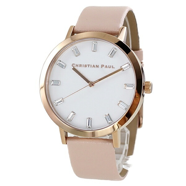 クリスチャンポール 時計 メンズ レディース ユニセックス 腕時計 手表 LUXE ラグゼ 白文字盤 ピンク レザー SW-07 誕生日プレゼント ポイント消化