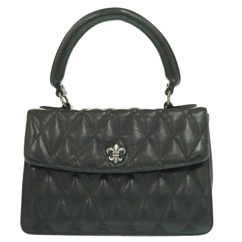 BSフレア キルティング ハンドバッグ レザー/シルバー925 ブラック 1459【中古】 レディース