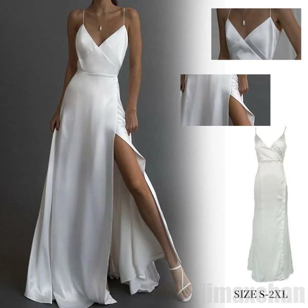 気楽 レディース キャミソールワンピース スリットワンピース ノースリーブ ドレスワンピース パーティードレス ワンピース キャバクラ 花嫁ドレス ウェディング マーメイドライン