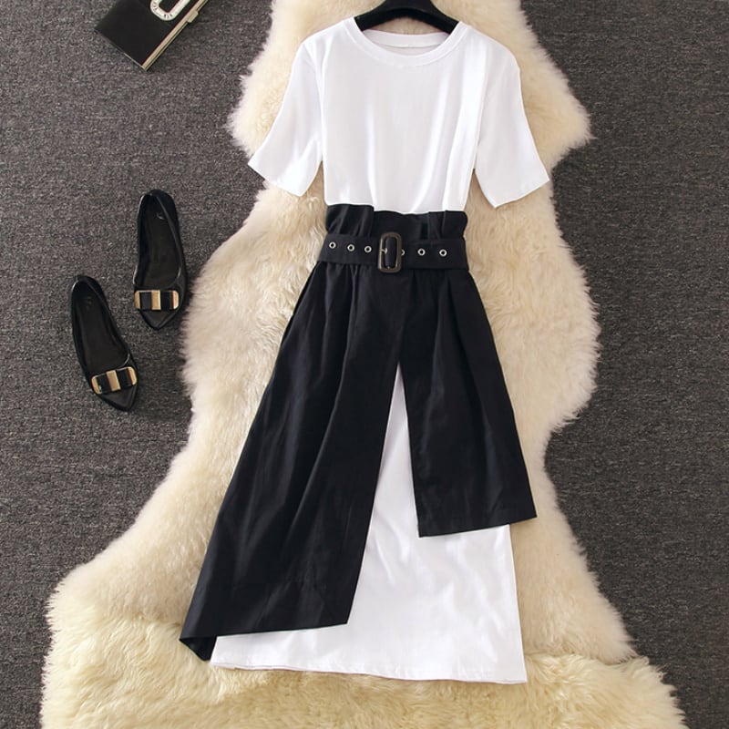 2color レディース ワンピース セットアップ ブラック ピンク ゆったり 秋冬 秋 114