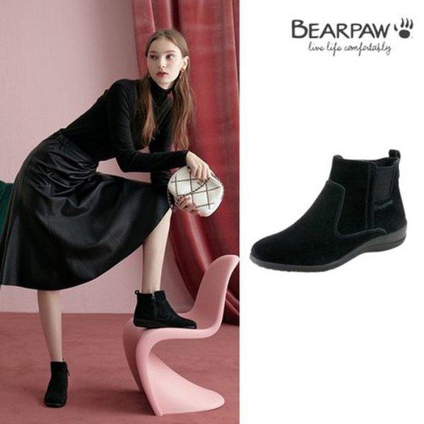 (BEARPAW) HOLLIE ホリー 牛革起毛チェルシーブーツ ブラックタン 0701NDSG