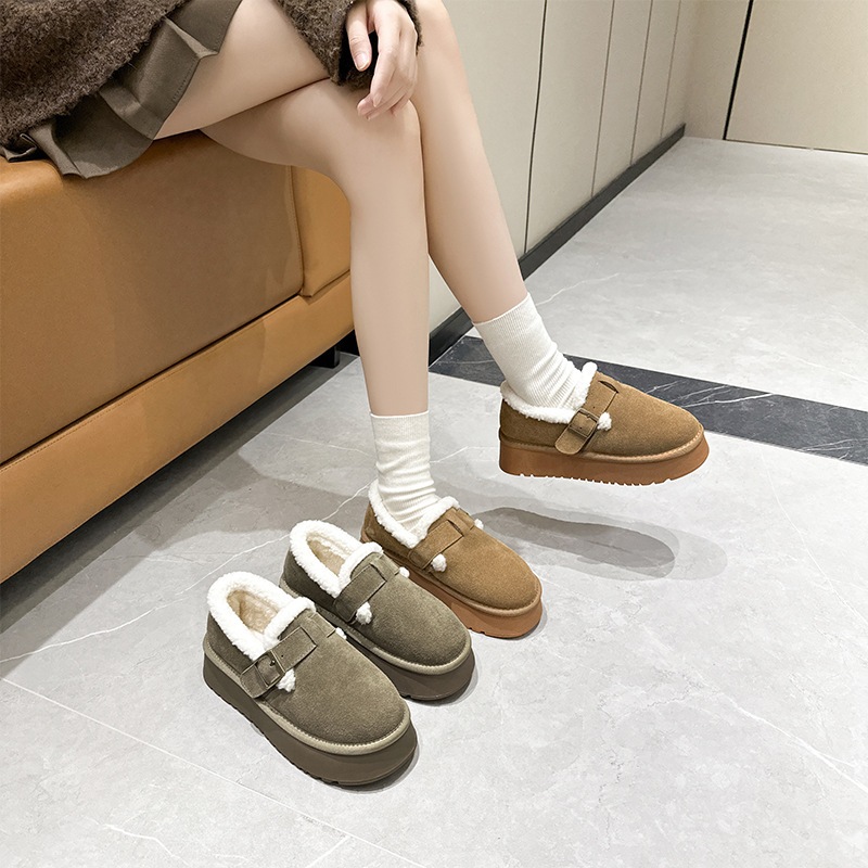 フリート 本革 ボーケンシューズ 女性用 2024冬 ラムウール コットンブーツ 厚底 アウター スノーブーツ レディース コットン 靴