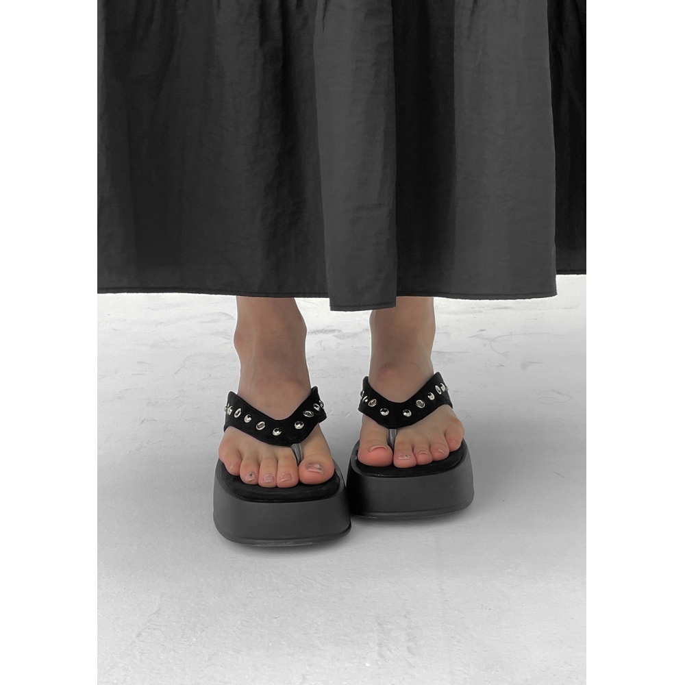 ブラックアップシープ 2 ウェイプラットフォームフォールディングミドルブーツ