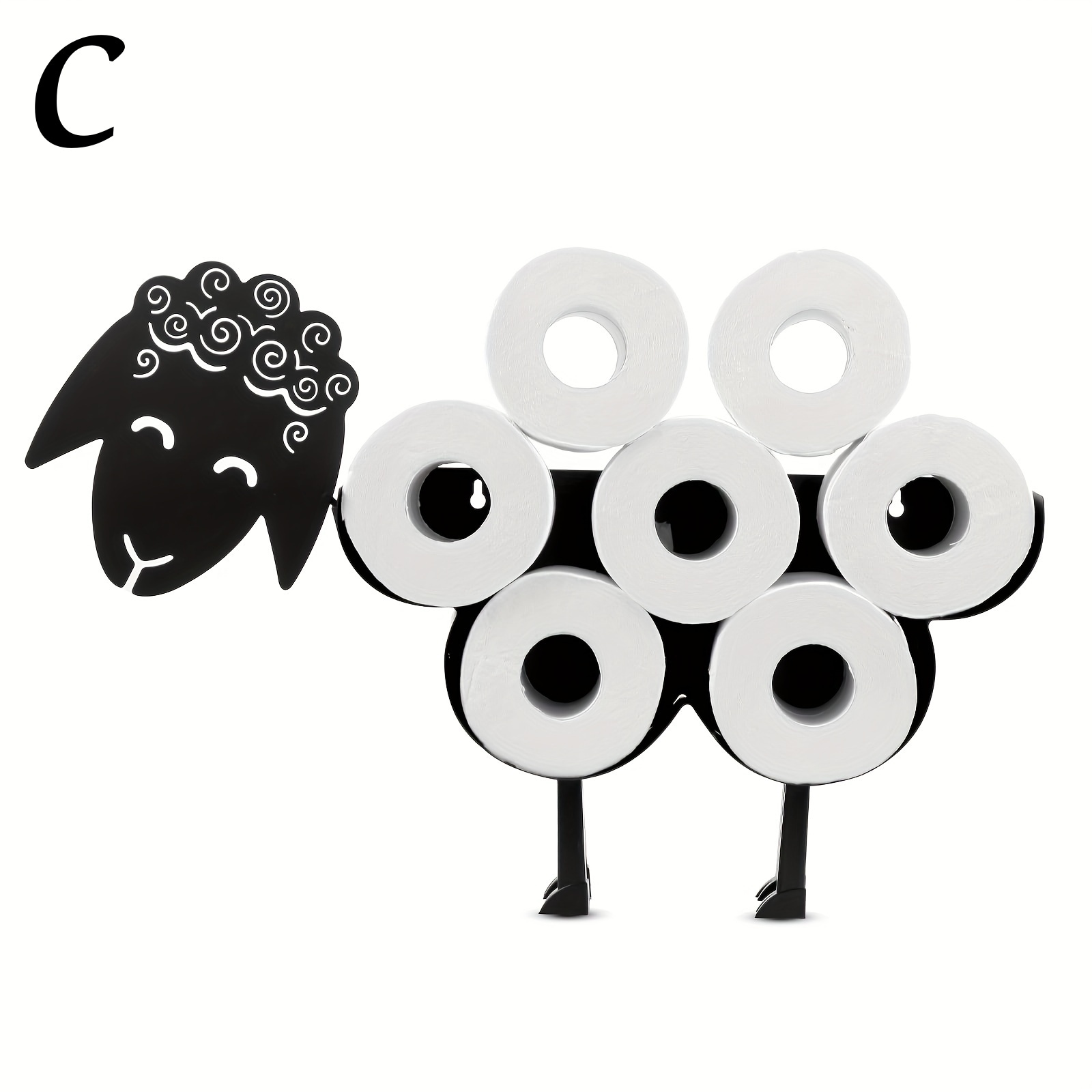 トイレットペーパーホルダー 犬 猫 羊 動物 トイレットペーパーオーガナイザー ストレージラック ストレージホルダー バスルームデコレーション 黒 ブラック