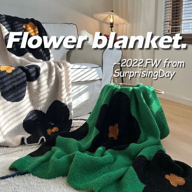 23最新作 花柄ブランケット 毛布 ひざ掛け 暖かい もこもこ かわいい 大判 韓国 雑貨 インテリア 丸洗い可 静電気防止 抗菌 防臭
