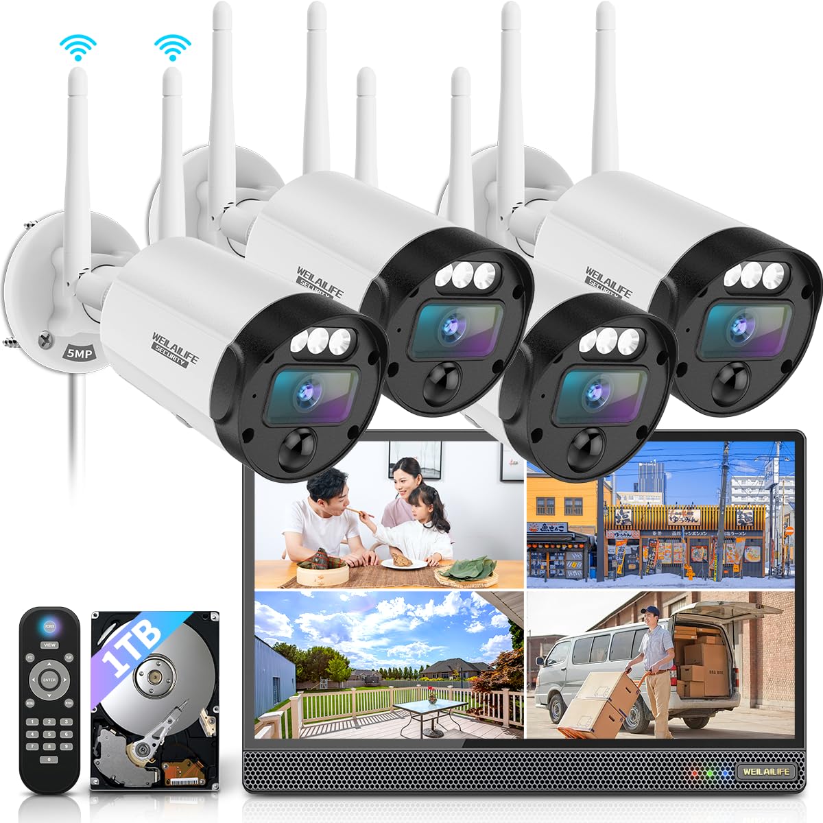 【双方向通話・ダブルアンテナ信号強化・130 超広角】防犯カメラセット 防犯カメラシステム 防犯カメラ ワイヤレス 屋外 防犯カメラシステム防犯カメラ 防犯カメラ ワイヤレス 屋外 ワイヤレス防犯カメ