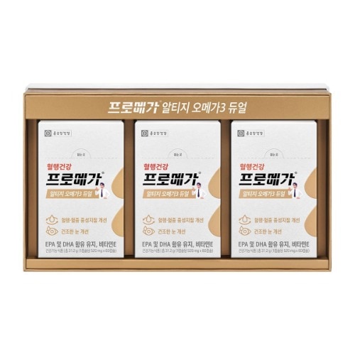 종근당건강프로메가알티지오메가쓰리 520mg x 180캡슐 혈행개선 가족건강 쇼핑백기본구성