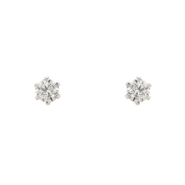 リボン済＆紙袋 ピアス 正規品 レディース 一粒ピアス ジュエリー アクセサリー シンプル K10ホワイトゴールド 祝い