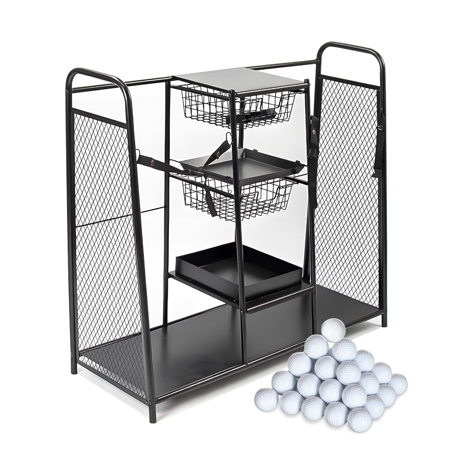 ホームジム収納ラック ヨガマット ジム 多層収納ラック 機器収納オーガナイザー 大容量 省スペース 色々なジム機器を収納可能 ヨガストラップ 抵抗バンド ワークアウト ダンベル ケトルベル フォームロ