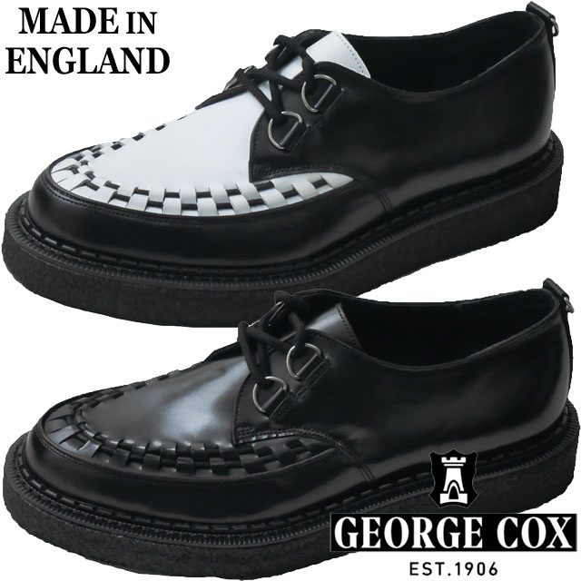 ジョージコックス GEORGE COX メンズ レディース ラバーソール ハットン 厚底 カジュアルシューズ レザーシューズ 03-001-D 601 ブラック/ホワイト 黒 白 040 ブラック 本