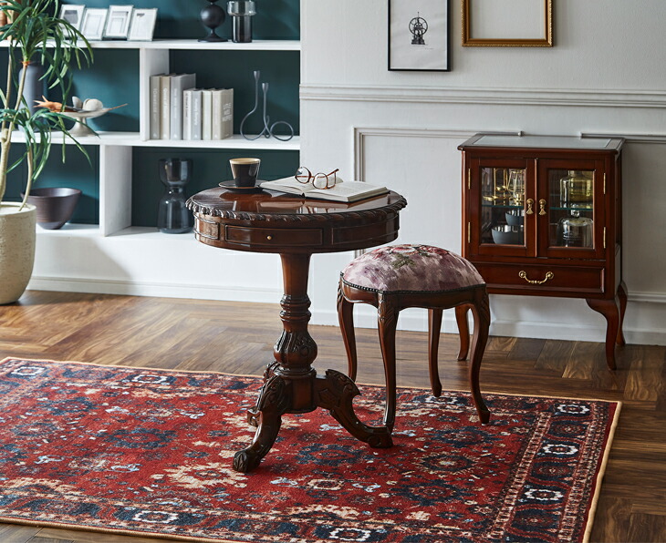 マホガニー無垢材 コーヒーテーブル アンティーク調木彫装飾 美しい