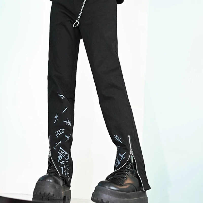 チャイナ風ズボン レディース 今週の割引は 25% オフですスリットパンツ 黒 ロングパンツ 咬文嚼字 ボトムス カジュアルパンツ 着痩せ かっこいい