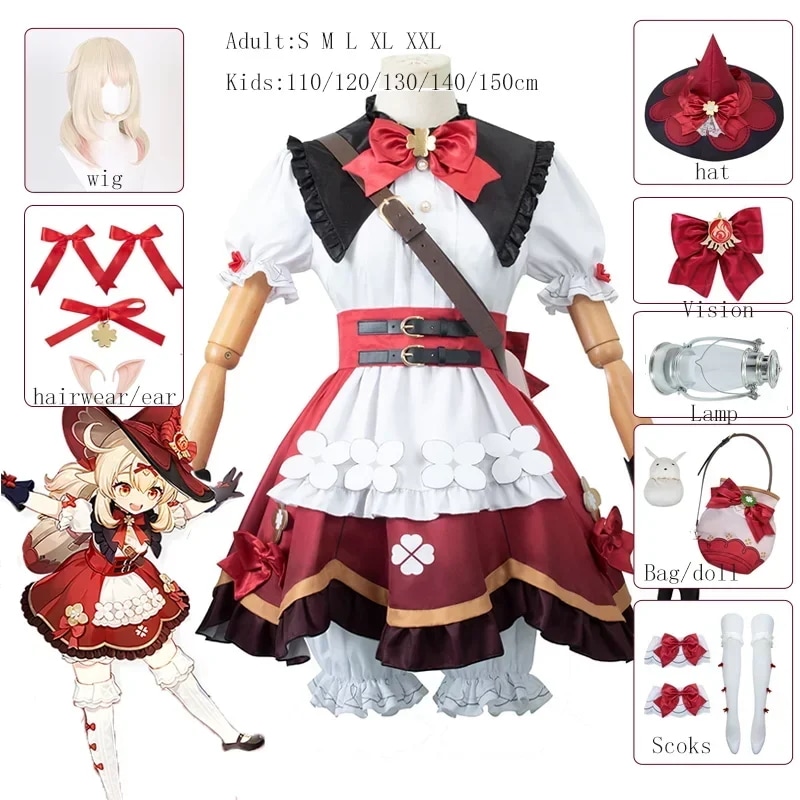 Animecc-klee-女の子のためのスターライトコスプレ 肌に衝撃を与えるゲンシンのかつらと靴 ハロウィーンパーティーの衣装 新しい