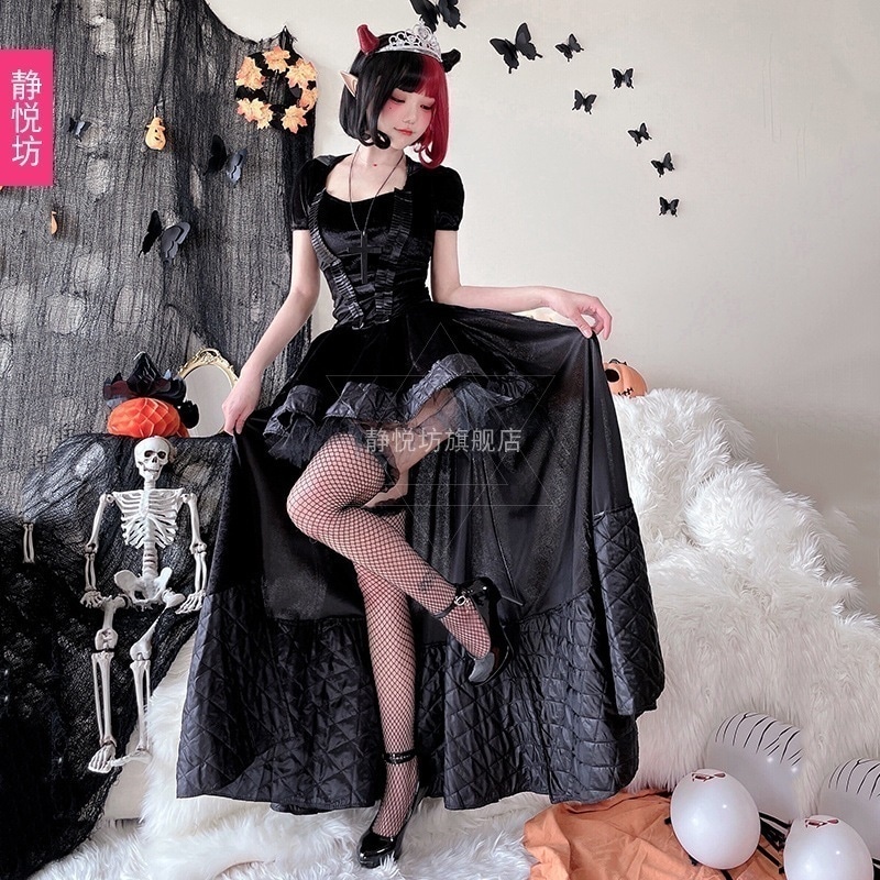 ハロウィンの女王の衣装クィーンの魔女の衣装コスプレパーティーダークゴストワンピースの衣装