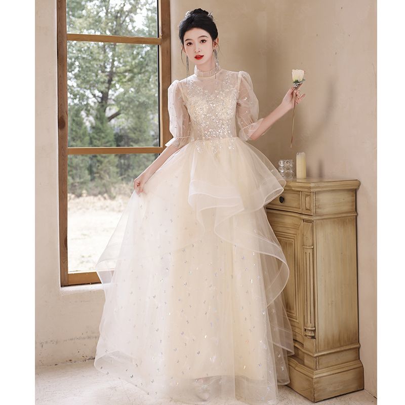 パーティードレス イブニングドレススカートハイエンド軽贅沢ロング丈エレガント気品スーパー仙ワンピース-27