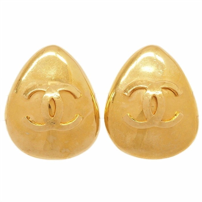 【美品】シャネル ココマーク しずく形 ゴールドカラー　クリップタイプ 【イヤリング】
