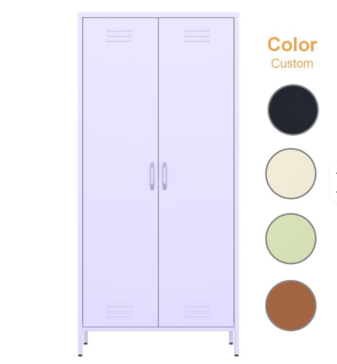 2ドア収納キャビネット現代金属ワードローブ寝室スチールワードローブ 収納ロッカー ワードローブ 36,400円