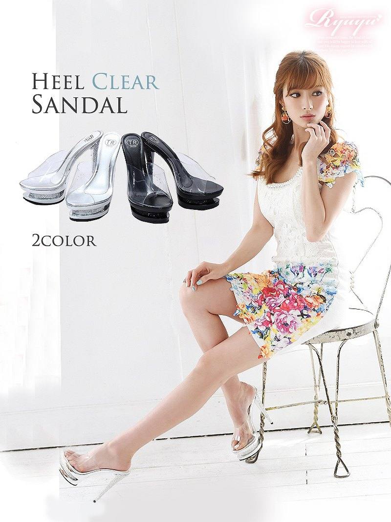 サンダル ヒール キャバクラ サンダル 高ヒール サンダル クリアサンダル キャバ キャバサンダル ビジュ サンダル Ryuyu