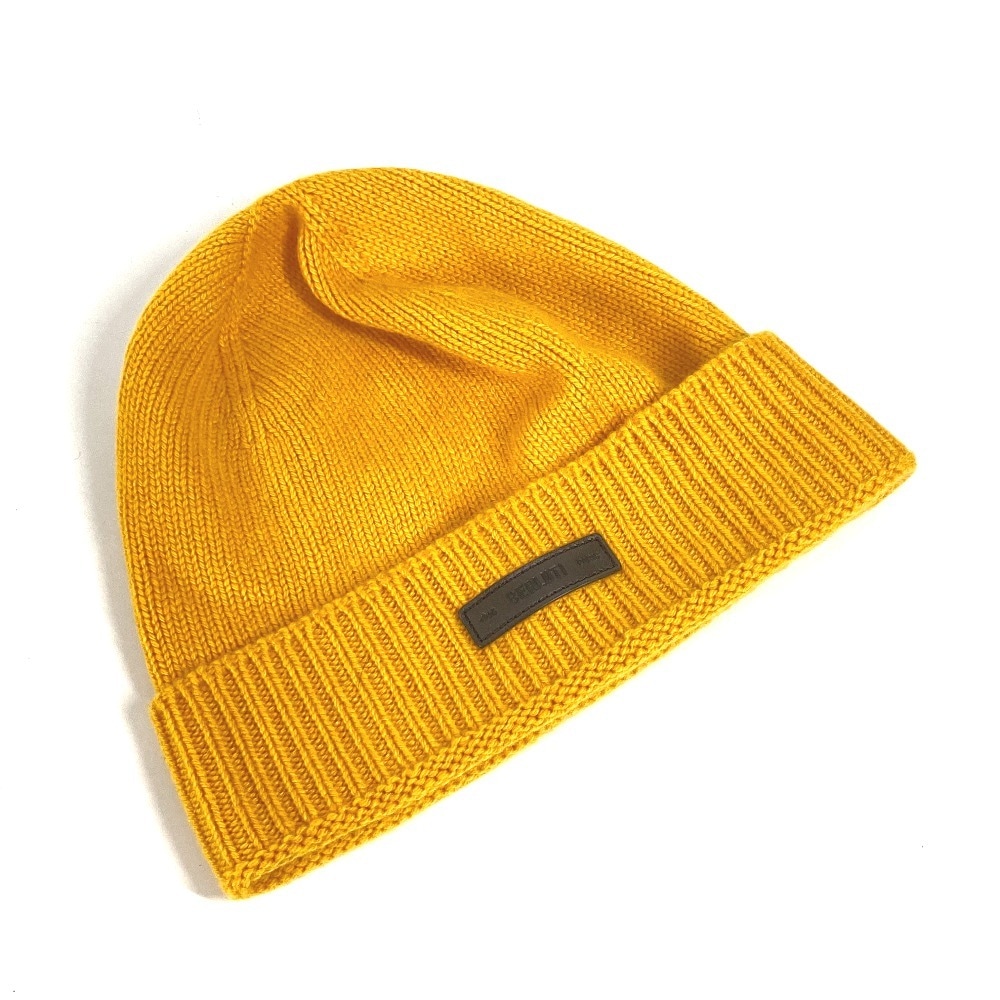 Berluti ベルルッティ ニット帽 ロゴ ビーニー 帽子 ニット帽 ニットキャップ カシミヤ イエロー