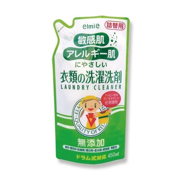 （まとめ）エルミー 敏感肌/アレルギー肌にやさしい衣類の洗濯洗剤 詰替え 450ml 1個[x20]