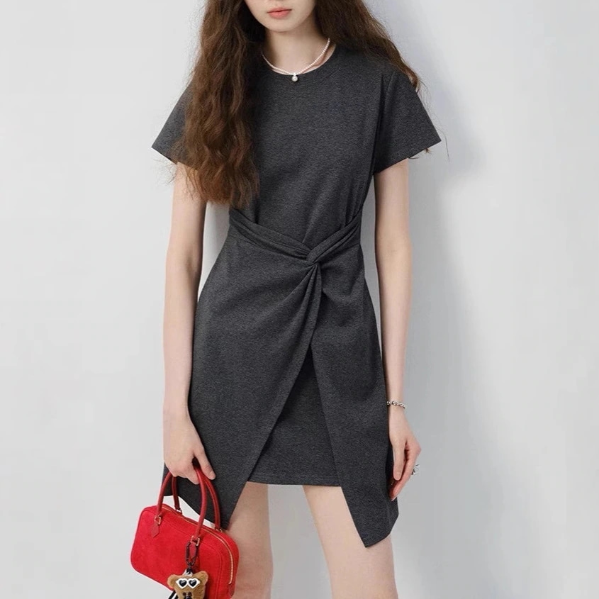 【急速出荷!】プチワンピース レディース 2025 新作 夏 イレギュラーヘム 薄手 Tシャツ ショートスカート