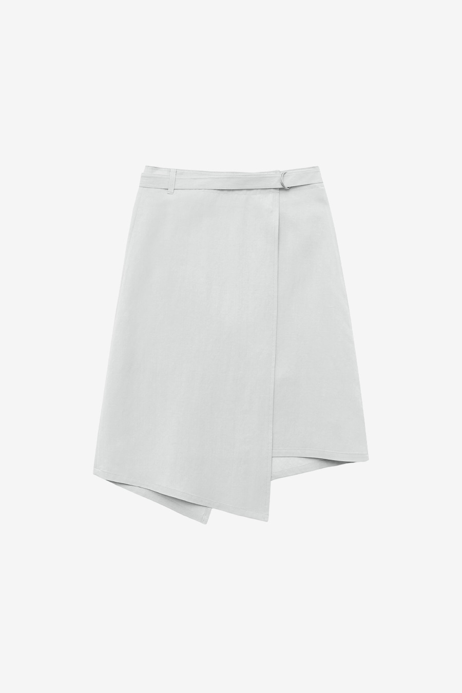 【INSILENCE】 ASYMME TRIC MIDI WRAP SKIRT : ICE GREY