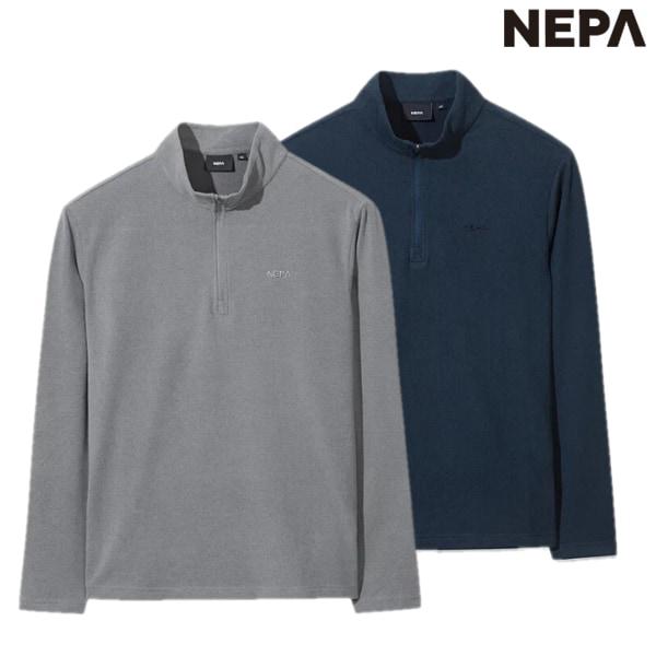 メンズ秋冬エコフレンドリーウールライク起毛ジップアップTシャツ 7L75417