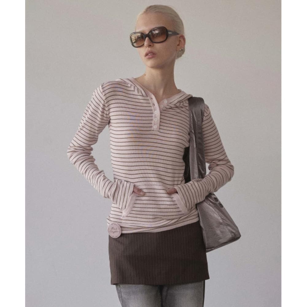 スカルプター Knitted Stripe Hoodie PinkBrown SC25S225PK