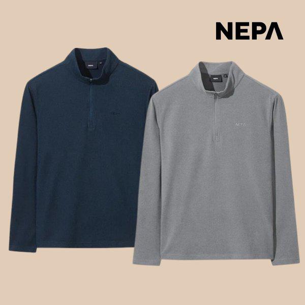 男性用ウール起毛ジップアップTシャツ 冬のトレッキング ハイキング 登山T 7L75417