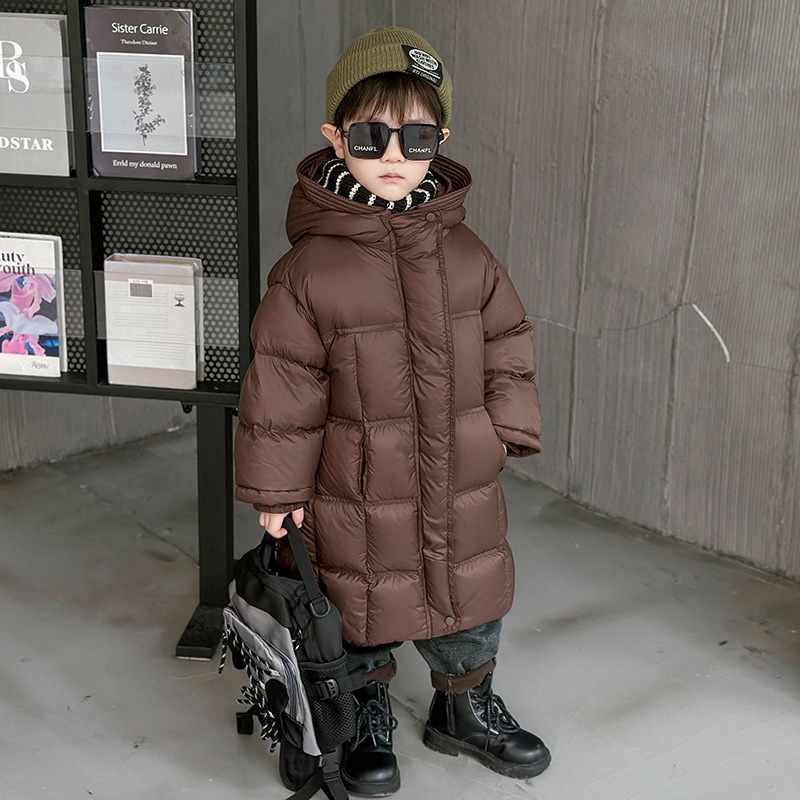男の子用ダウンジャケット冬の子供用ロング白アヒルの綿毛保温コート冬の新しい男の子用冬の厚着コート
