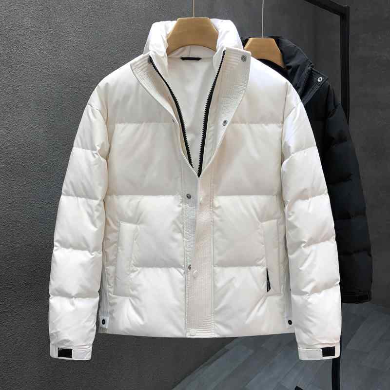 秋冬 コーデ メンズ 服 シンプル ファッション オシャレ 大人 かっこいい 大きいサイズ ストリート 紳士服 スタンドカラー ホワイト ダウン ジャケット 暖かい 厚手 トップス
