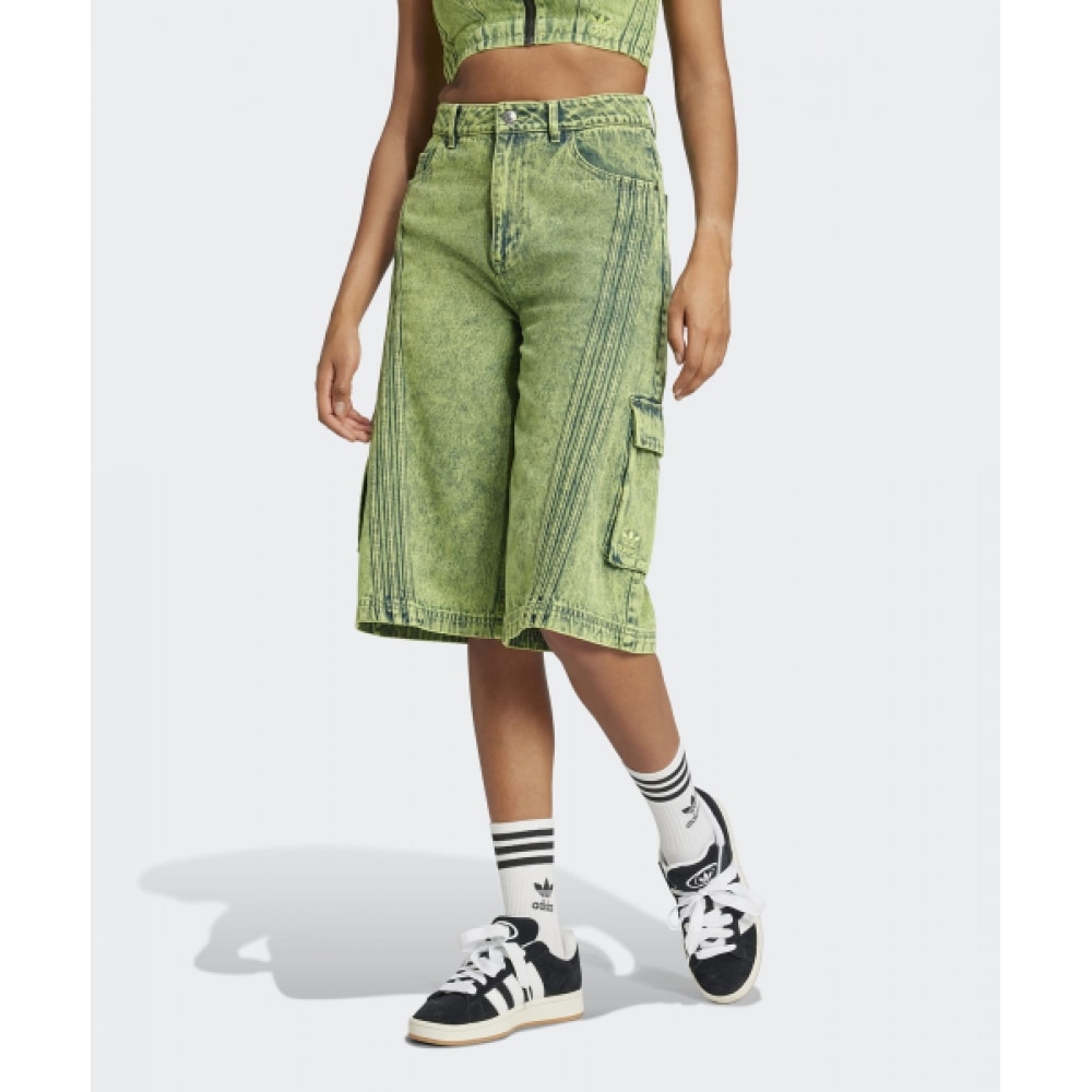 アディダスアディレニアム 2 デニムカプリショートパンツ-ライム/JM9285