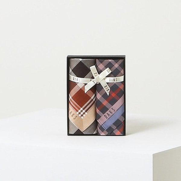 DCHA5E020I2 [GIFT] ベージュチェック柄コットンハンカチ2枚セット