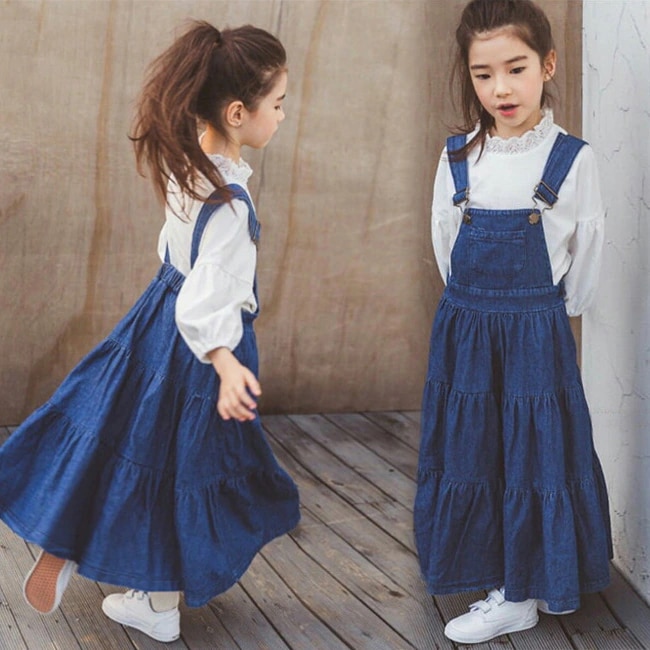 hot!!!サロペットワンピース 女児 デニムサロペット オーバーオール ワンピース キッズ 女の子