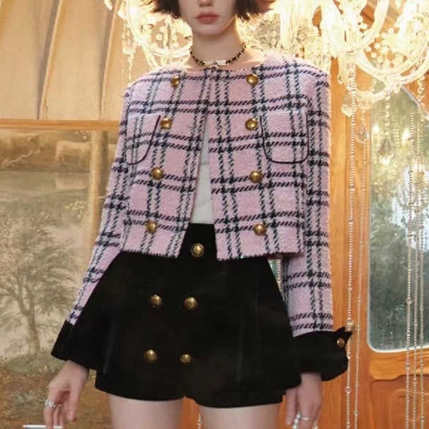 可愛いツイードジャケット可愛いトップスおしゃれ ツイードジャケット 5,576円