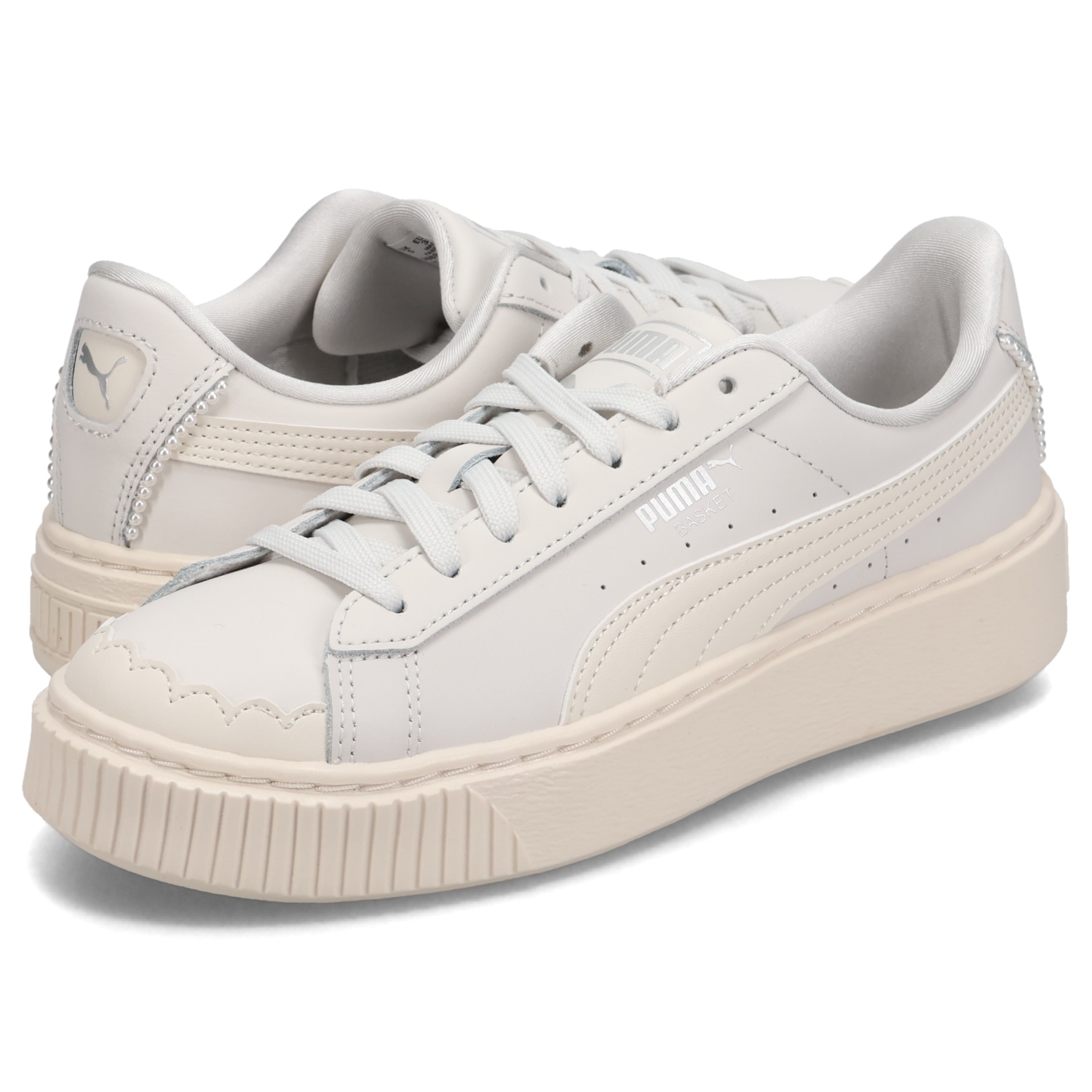 スニーカー バスケット プラットフォーム パール レディース 厚底 グレー 398910-01