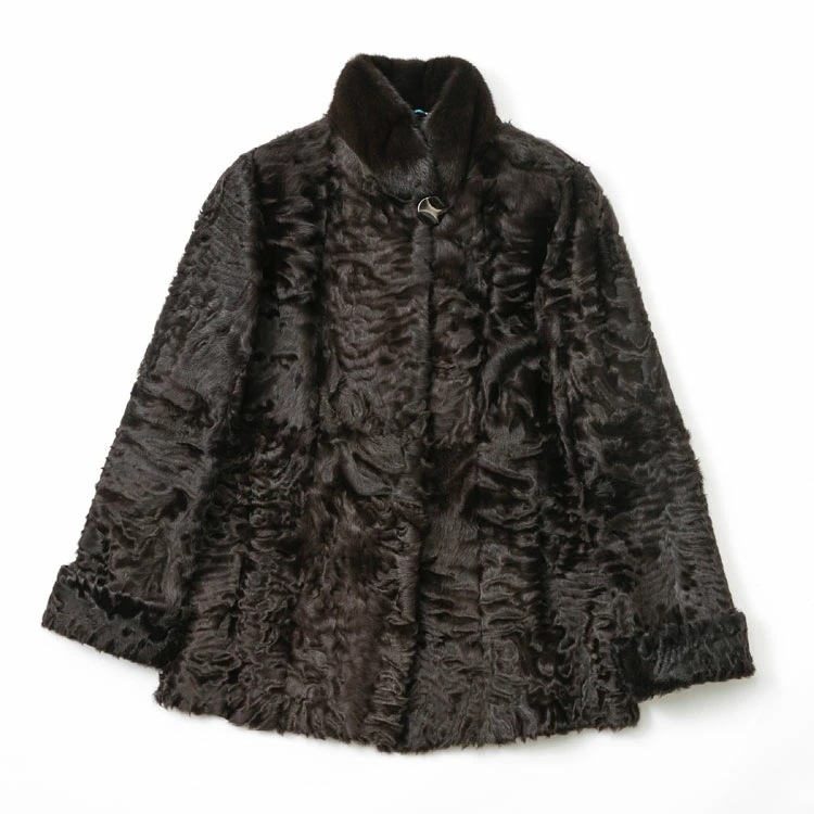ミンク襟 カラクルラム ファー ジャケット 送料無料 レディース ギフト プレゼント