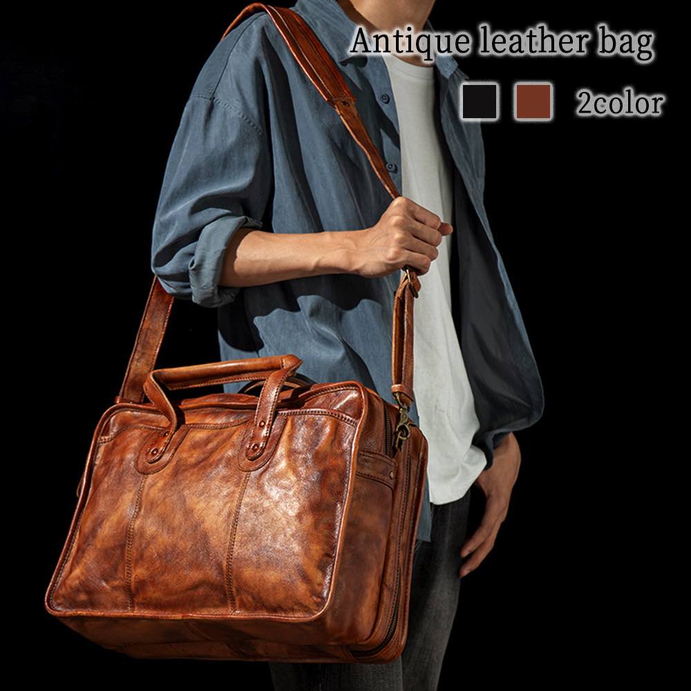 ショルダーバッグ メンズ アンティークレザーバッグ 多収納 夏 革 ブランド 冬 春 かっこいい 人気 鞄 2WAY ボディバッグ 軽量 A4 50代 レザー 大人 おしゃれ バッグインバッグ トート