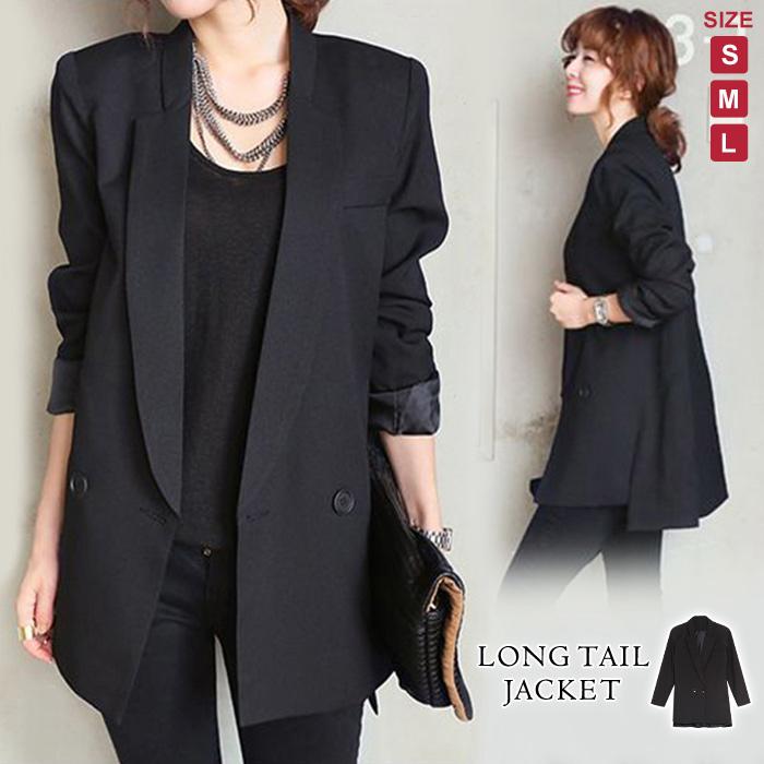 ジャケット レディース 春 冬 春冬 黒 大人 テーラード アウター ロング ブラック お呼ばれ カジュアル フォーマル オフィス 20代 30代 40代 OL 母 送料無料